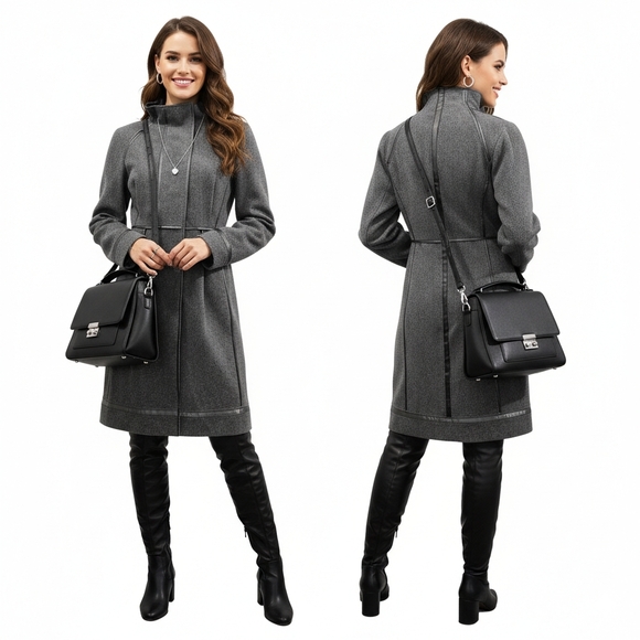 Vintage Y2K Philosophy di Alberta Ferretti Mock-Neck Trench Coat Size 2 - Picture 5 of 11